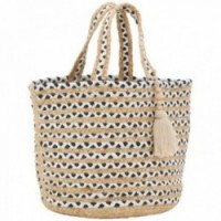 Sac à main en jute naturel et teinté noir et blanc