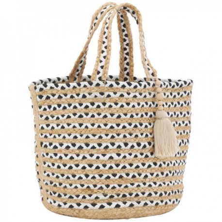 Torebka w naturalnej juty i przyciemnianych czarno-białych