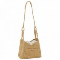 Sac bandoulière en jute fermeture avec soufflet
