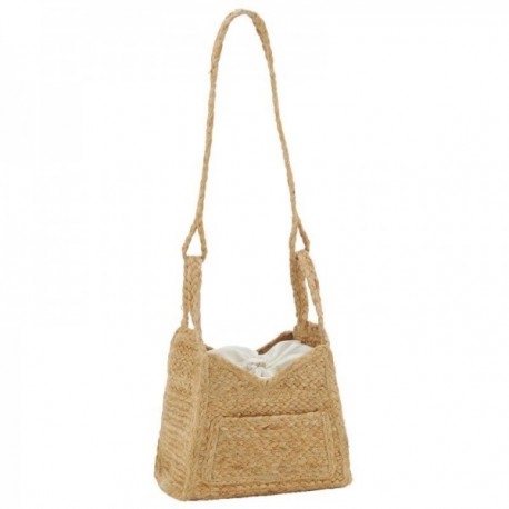 Sac bandoulière en jute fermeture avec soufflet