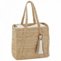 Sac à main en jute naturel et poche en coton