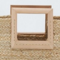 Shopping Shopping Bag Natural Jute Black Stained Black Handles Wood