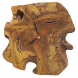 Rustikale natürliche Teakholz-Wanduhr, authentische Massivholz-Eleganz