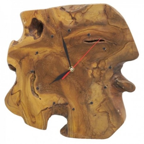 Orologio da parete in teak rustico in teak, autentica eleganza in legno massello