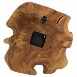 Rustic natural teak wall clock, authentic solid wood elegance