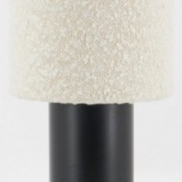 Bordlampe, metalfod, hvid bomuldslampeskærm