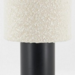 Lampada da tavolo, base in metallo, paralume in cotone bianco