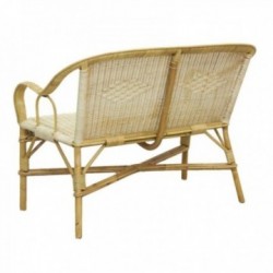 Sofa in natural rattan 2 places, living room, office, garden, veranda, terrace and pergola