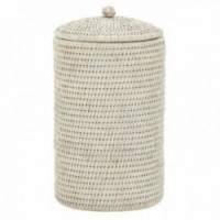 Storage box for toilet paper in white patinated rattan