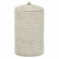 Storage box for white patinated rattan toilet paper