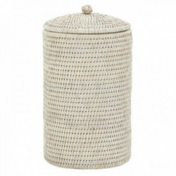 Storage box for white patinated rattan toilet paper