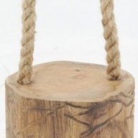 Porta in teak rotondo con corda: polso in legno massello Bale Design naturale e bloccante Maniglia per porta decorativa
