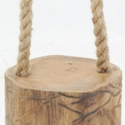 Porta in teak rotondo con corda: polso in legno massello Bale Design naturale e bloccante Maniglia per porta decorativa