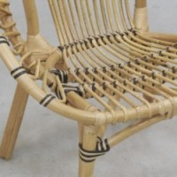 Round stackable natural rattan armchair