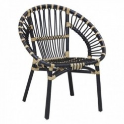 Stapelbare ronde stoel in zwart en naturel gebeitst rotan