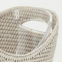 Balde patinado branco do champanhe do rattan - Refresse chique e elegante para suas garrafas