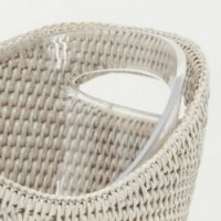 Champagne bucket in white patinated rattan