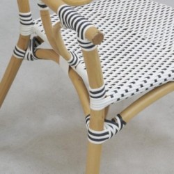 Natural rattan garden armchair black and white synthetic rattan seat