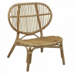Low armchair in natural rattan