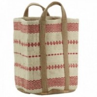 Natural and red-dyed jute basket