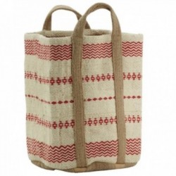 Natural and red-dyed jute...