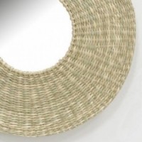 Muralha de parede redonda parede trançada Ø 34 cm espelho sol boêmio e natural para decoração