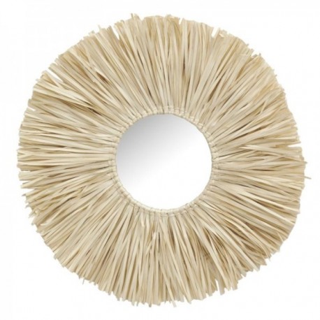 Round palm mirror with fringes ø 62 cm