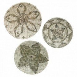 Conjunto de 3 círculos em decoração de flores de ervas marinhas - Decoração de parede