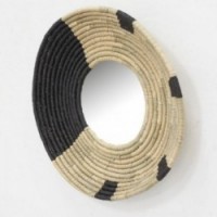 Luonnollinen pyöreä seinään pyöreä peili ja musta sävytetty Ø 65 cm