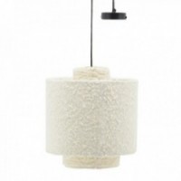Sospensione in cotone bianco anello Ø 26 h 30 cm: Chic Boho Lampadario morbido e paralume design del tessuto illuminazione inter