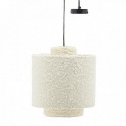 Sospensione in cotone bianco anello Ø 26 h 30 cm: Chic Boho Lampadario morbido e paralume design del tessuto illuminazione inter