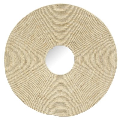 Vegg speil rundt mais flettet Ø 72 cm speil speil Boho chic naturlig grønnsak trend