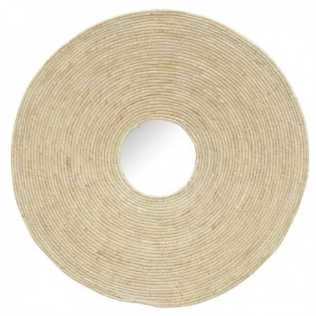 Seinäasennettava peili, jossa on punottu maissi ø 72 cm