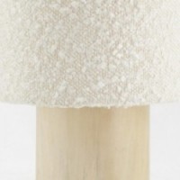 Table lamp, round wooden base, white cotton lampshade