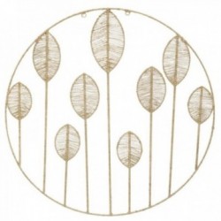 Décoration murale ronde motif feuilles en jute et métal ø 110 cm