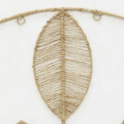 Round leaf motif wall decoration in jute and metal ø 110 cm