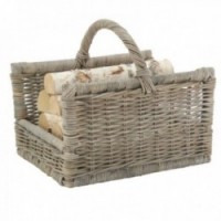 Log basket in gray stove with reinforced handle 51 x 41cm