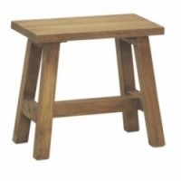 Stool in solid natural mahogany wood 50 x 25 x H45 cm