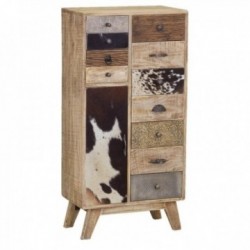 Manguer Kommode und Kuhhaut 11 Schubladen 1 Tür | Chic Industrial Style Storage Furniture