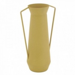 Vase amphore en métal teinté jaune 2 anses