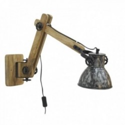 Lampada da parete articolata in legno riciclato e metallo: design industriale vintage per soggiorno e sala
