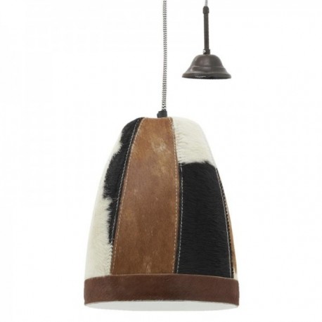 Lampe suspension ko hud ø21 h30 cm: lysekrone ægte hud skygge og rustikke loft lys chic design