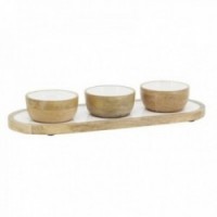 Aperitif service tray 3 baskets in mango wood and resin Ø 10 h 5 cm