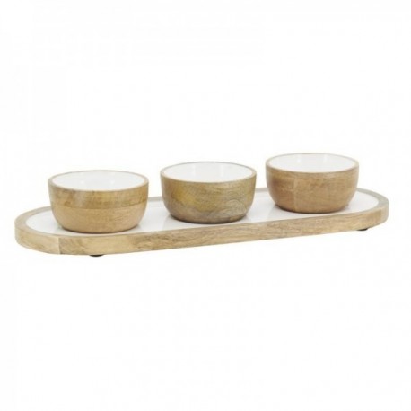 Aperitif service tray 3 baskets in mango wood and resin Ø 10 h 5 cm