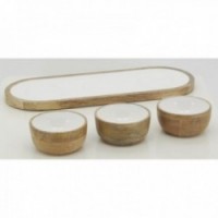 Usługa tacy Aperitif 3 Drewniany tłum i żywica Ø 10 h 5 cm