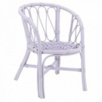 Fauteuil enfant en rotin teinté violet mauve