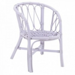 Fauteuil enfant en rotin teinté violet mauve