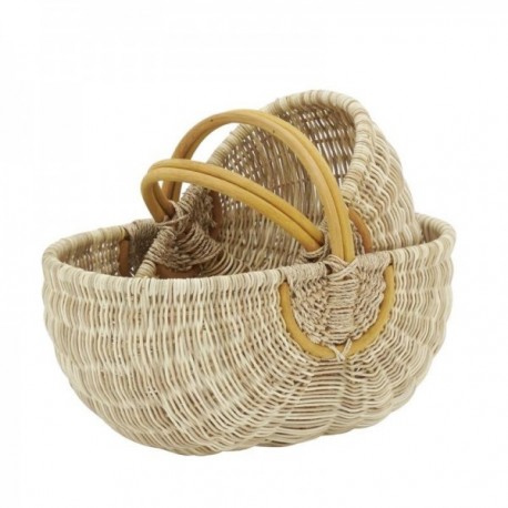 Set of 2 two-tone rattan shopping baskets