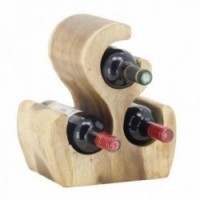 Tallado de madera tallada con botella de transporte - Almacenamiento para 3 botellas
