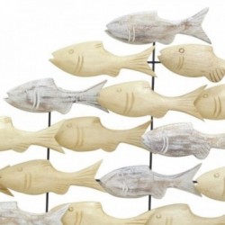 School of fish wall decoration in wood and metal
